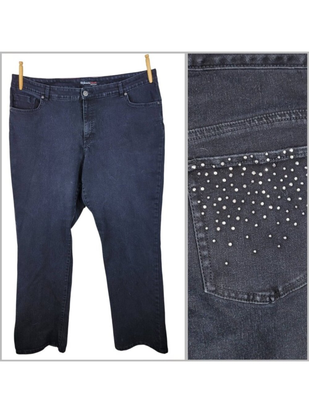 Style Co Jeans Plus Size 20W 20 Black Boot Cut Flare Denim Stretch Tummy Control